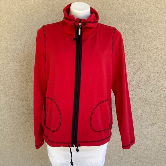 Kim Rogers Red Comfy Zip Up Athletic Sweater - Picture 3 of 4